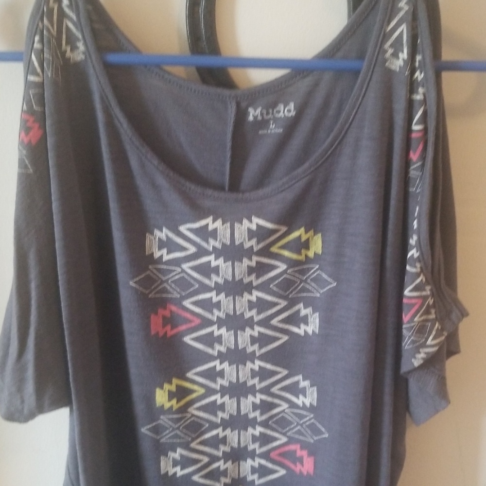 Grey cold shoulder shirt